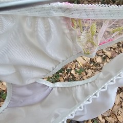 Vintage Sheer Nylon Panty Ice Gray Bikini Sissy Lace Brief Size 7-8 Hip 38-42″