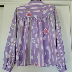 Gianna Blouse Womens Size 8 (Med) Light Purple, Pink And White Vintage