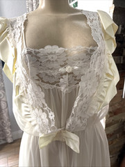 VTG Apostrophe /Sears Sheer Two Piece Intimates Nightgown, Robe Satin Lace pcb