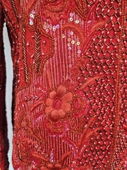 FRANK USHER – Vintage 80’s Red Sequin Beaded Evening Jacket Blazer – Large?