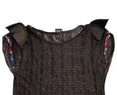 Vintage 1980s Rio Blouse Multicolor Rainbow Zigzag Sequin Party Top Made in USA