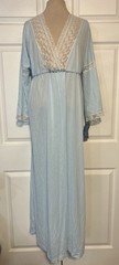 Vintage Dixie Belle Lingerie 70’s Baby Blue Satin Lace House Dress Gown Sexy NWT