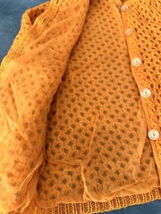 Vintage Sidney Gould Sweater Jacket Cardigan Orange Chunky Knit 1950s