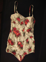 vintage Jantzen Made in England 1950? floral bathing suit swimsuit Size 36