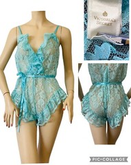 Vintage Victoria’s Secret CROWN Label 80s Lace Lingerie Bodysuit Teddy S-M USA