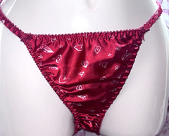 VTG Delicates Second Skin Satin String Bikini pantie Wet Red Sz 5