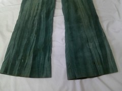 RARE Vtg 70s Ms LEE Hi Waist Green Tie Dye Cord WIDE Leg Bell Bottom Pants 26/28