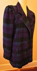 VINTAGE NEW YORK GIRL, LARGE PLAID 90’S COAT, BUTTON FRONT, LINED, SZ 6, SUPER!