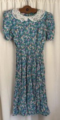 Karin Stevens Petites Floral Dress Vintage Cottagecore Lace SZ8 30s revival