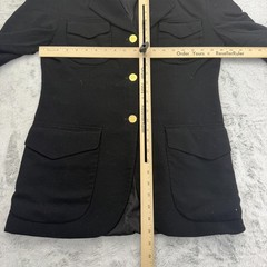 Vintage Burberrys Skirt Suit Womens 10/12 Black 100% Wool Knit 2 Piece Blazer