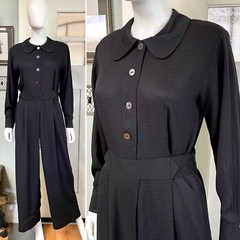 Vintage 90s Small Max Studio black rayon acetate jumpsuit
