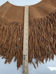 HB Vintage Suede Leather Poncho Fringe Beads Indian Native American One Size