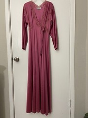 Vintage Lily Of France Pink Nylon Maxi Nightgown Size S Made In USA