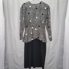 Vintage Sandy Sandy Junior Size 7/8 Black/White Longsleeves Dress