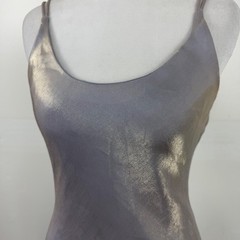 Jump 90s Y2k Vintage Purple Metallic Iridescent Formal Gown Maxi Dress Sz 5-6 S