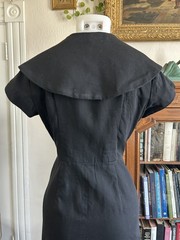 Vintage 1960s 1950s Black Coat Dress Wiggle Pencil Jackie O Chic Midi 32 Waist