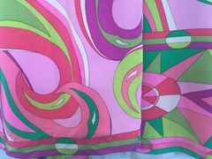 Vintage 1980s PIA RUCCI 2 pc 100% Silk Designer Pop Art Geometric 8 Pink Green