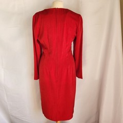 Red Dress Size 8 Vintage Button Cottage Academia Classy Retro Inspired