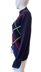 90s Vintage Quantum Sportswear Navy Zip Up Knit Cardigan Large