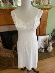 VINTAGE SHADOWLINE IVORY SLIP WITH LACE SIZE 34 PINUP GIRL!