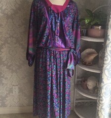 Vintage Maggie Shepherd Skirt And Blouse Set Peacock Pattern