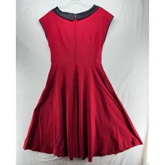 Stop Staring! Retro Pinup Dress Red Black Rockabilly 3X Satin Rosette Vintage