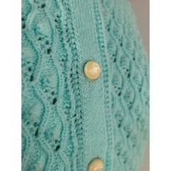 Vintage 60s Aqua Popcorn Bobble Knit Cardigan Sweater M Coquette Cottage