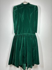 True Vintage House of Bianchi Green Velvet Party Dress Medium 28″ Waist 60s 70s