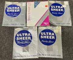 Vintage Pantyhose Ultra Sheer Set Of 5 Regular Blue & Silver