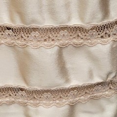 Vintage 90s Nude Silk Satin Midi Slip Dress Lace Hem Neutral Coquette 34 Small
