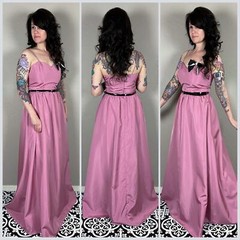 Vintage 1970s Pink Empire Waist Belted Prom Gown – 26″/27″ Waist