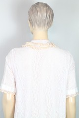 Vtg ODETTE BARSA Blue Pink Ruffles Layered Lace Bed Jacket Dress Robe S