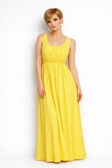 VTG Emma & Michele’s Mod Retro 60s Yellow Sleeveless Empire Maxi Dress Women 10