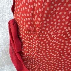 Antique 1920s Red Silk Chiffon Dress Polka Dot Asymmetrical Bow Marjone Vintage