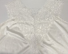 Vintage Collections Etc. Womens Semi Sheer Lace Lingerie Top White Large Lagom