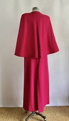Vintage 1970’s Tan Giudicelli Fuchsia Wool Flannel Capelet and Trousers