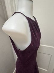 VTG Masquerade Plum Purple Gown Sequin Embroidered Halter Dress Prom Formal 9/10