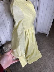 Vintage 1960’s Cottage Core Prairie Partial Button Down Dress Sz XS Small Yellow