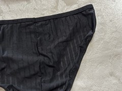 Vtg WARNER’S Unmentionables 01677 Polyester Striped 9/2XL Black Brief Panties