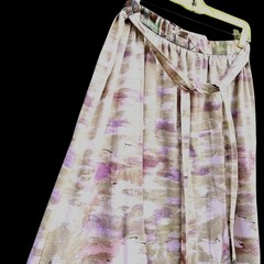 Lanz Originals 1980s Scenic Maxi Skirt Seine River 26″W Pastel Novelty Print