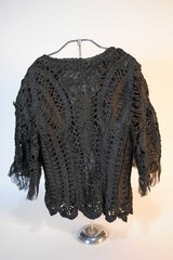 ANTIQUE TAPE LACE LADIES BLOUSE AND WOOL OTTOMAN METALLIC EMBROIDERY CAPELET