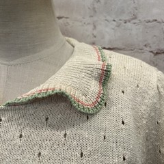 VTG Cullinane Peter Pan Collar Short Sleeve Sweater Skirt Set Gardening Cottage