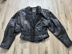 Rare Vintage 1980’s Global Identity G-III Cropped Black Leather Jacket Size S