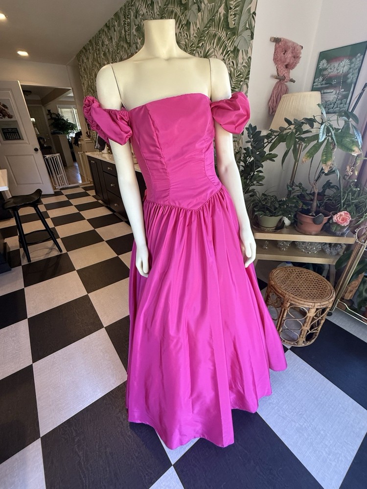Vintage 1980s Mike Benet Formal Pink Cupcake Debut Gown 80s Ball Gown Prom Dress
