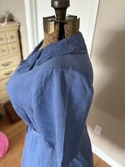 VTG 1950s Blue day/house dress with novelty soutache collar