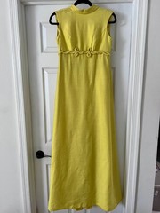1960s Canary Yellow Evening Dress Gown With Train