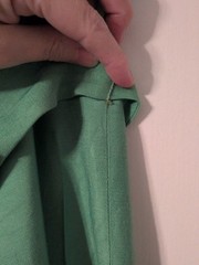 Vintage Green Sheath Dress & Coat Set Linen? Lined Pink Ribbon Rhinestone FLAW