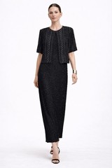 vintage 90s LAURENCE KAZAR black column dress beaded SMALL gown elegant formal