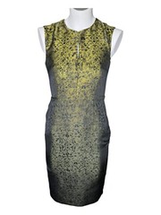 Max Mara Gold Black Knee Length Pencil Dress Sz 2 Cocktail Party Business