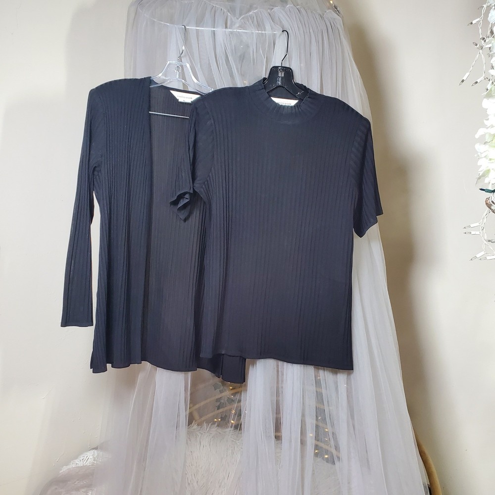 Misook Vtg Old Money Mob Wife Sweater Set Coastal Grandma Career Top Size XL